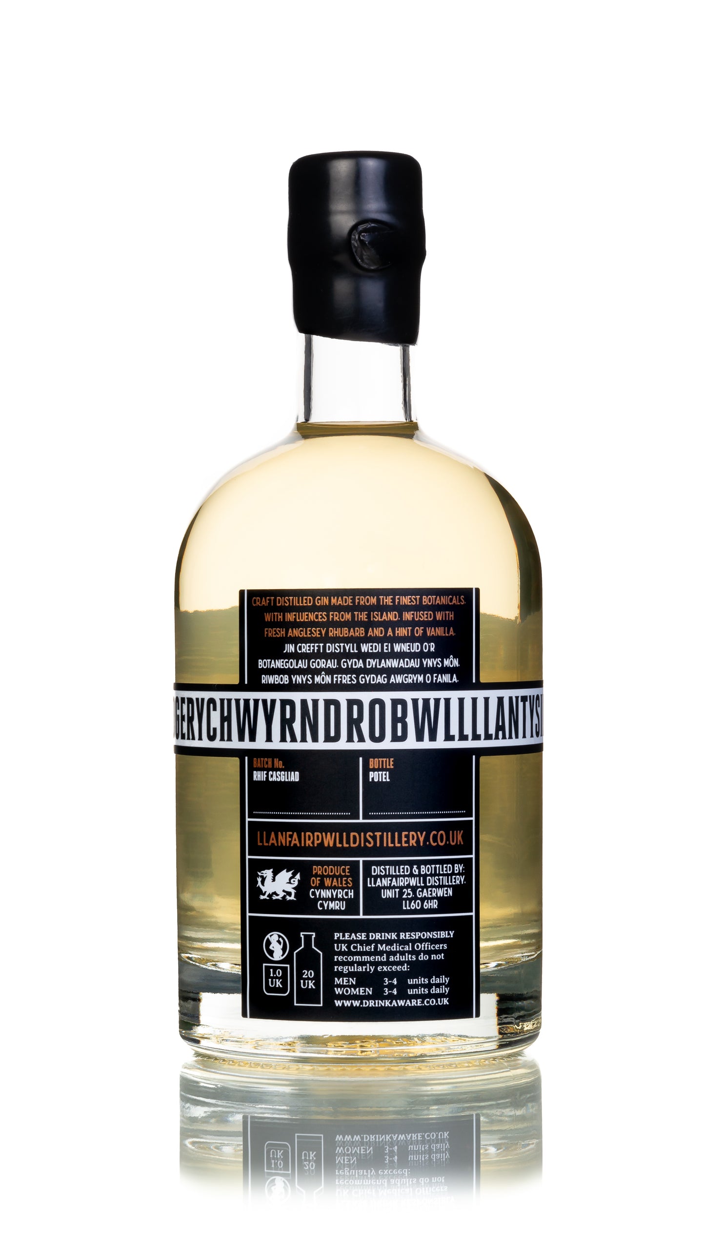 Llanfairpwll Distillery - Anglesey Rhubarb & Vanilla Gin Craft Anglesey Gin
