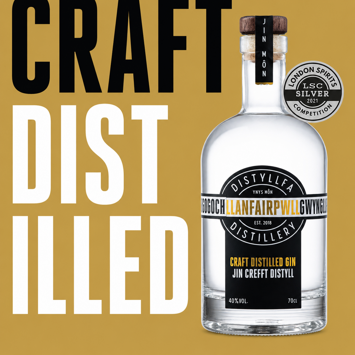Distyllfa Llanfairpwll - Gin Sych Ynys Môn
