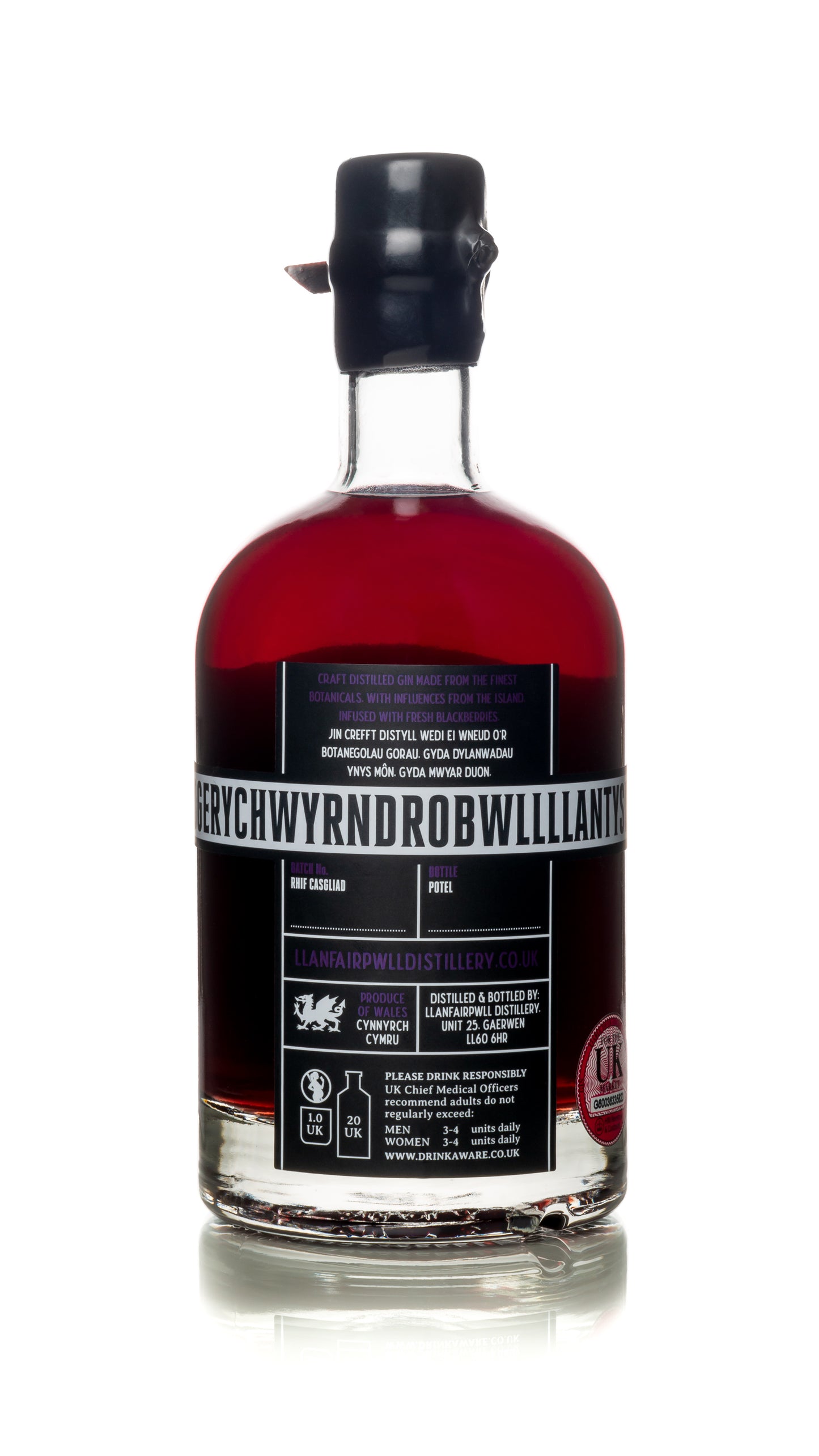 Llanfairpwll Distillery  - Autumn Blackberry Gin  Craft Anglesey Gin