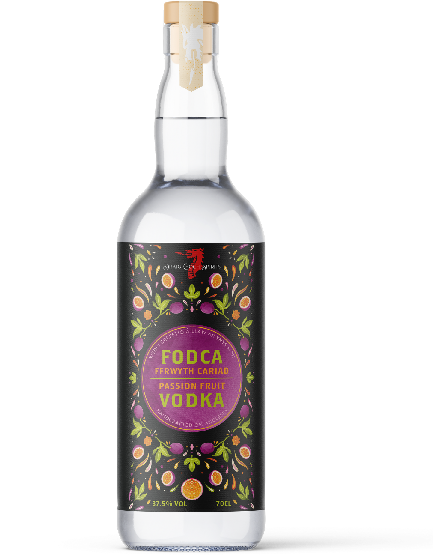 Draig Goch passion Fruit Vodka - Fodca Ffrwyth Cariad